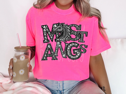 Mustangs School Spirit Mascot Rhinestone DTF Transfer - TED1572