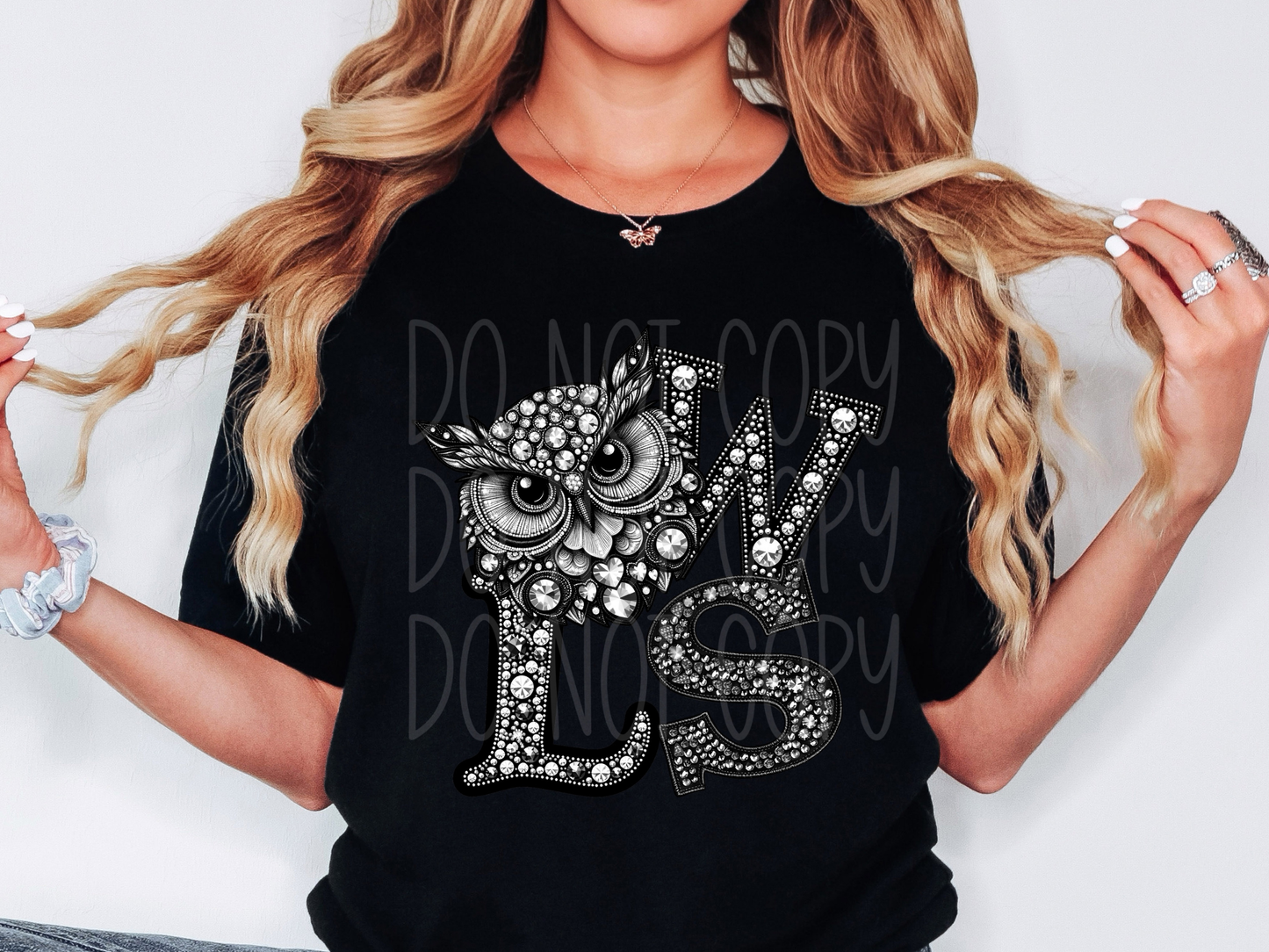 Owls School Spirit Mascot Rhinestone DTF Transfer - TED1574