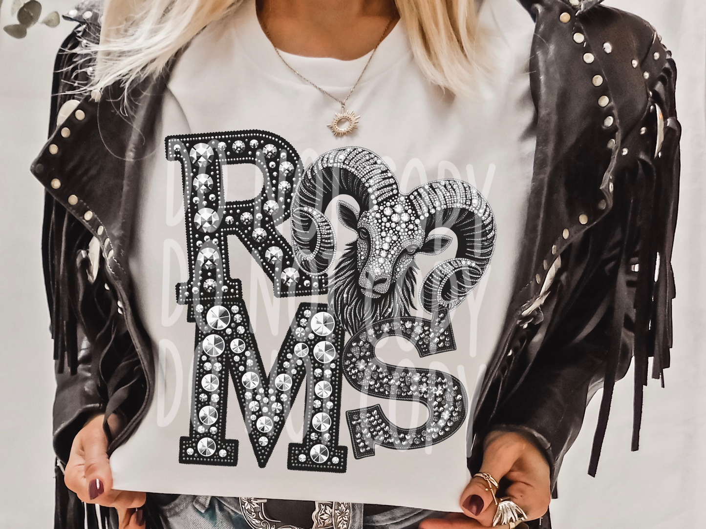 Rams School Spirit Mascot Rhinestone DTF Transfer - TED1582