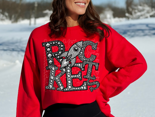 Rockets School Spirit Mascot Rhinestone DTF Transfer - TED1589