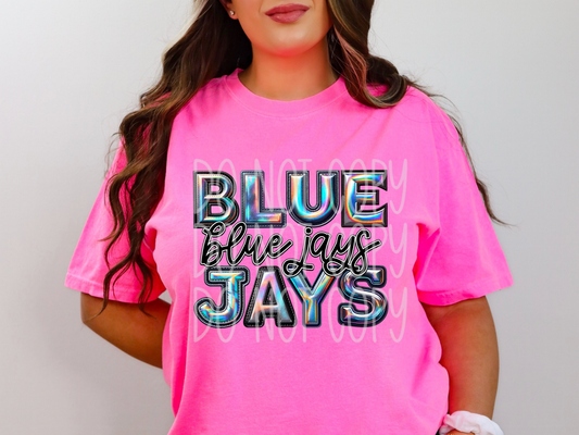 Blue Jays Holographic School Mascot DTF Transfer - TED1637