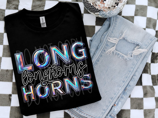 Longhorns Holographic School Mascot DTF Transfer - TED1685