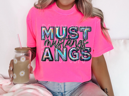 Mustangs Holographic School Mascot DTF Transfer - TED1692