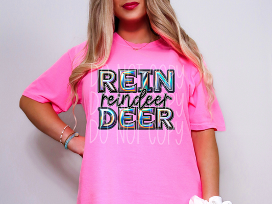 Reindeer Holographic School Mascot DTF Transfer - TED1710
