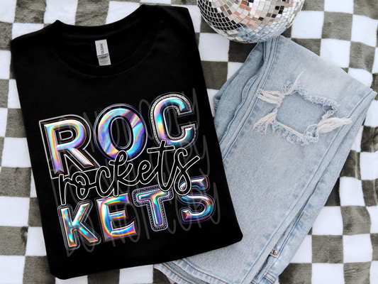 Rockets Holographic School Mascot DTF Transfer - TED1712