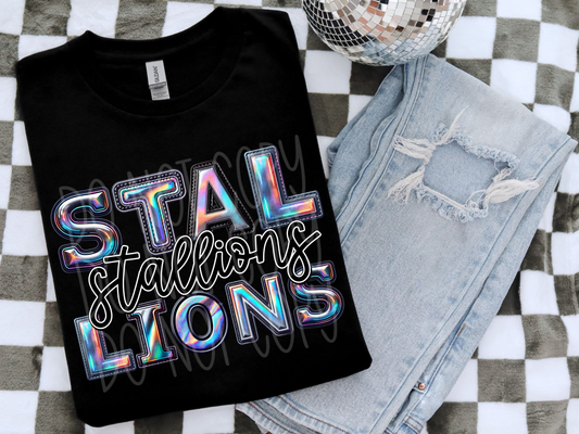 Stallions Holographic School Mascot DTF Transfer - TED1719