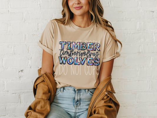 Timberwolves Holographic School Mascot DTF Transfer - TED1725