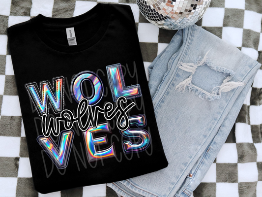 Wolves Holographic School Mascot DTF Transfer - TED1735