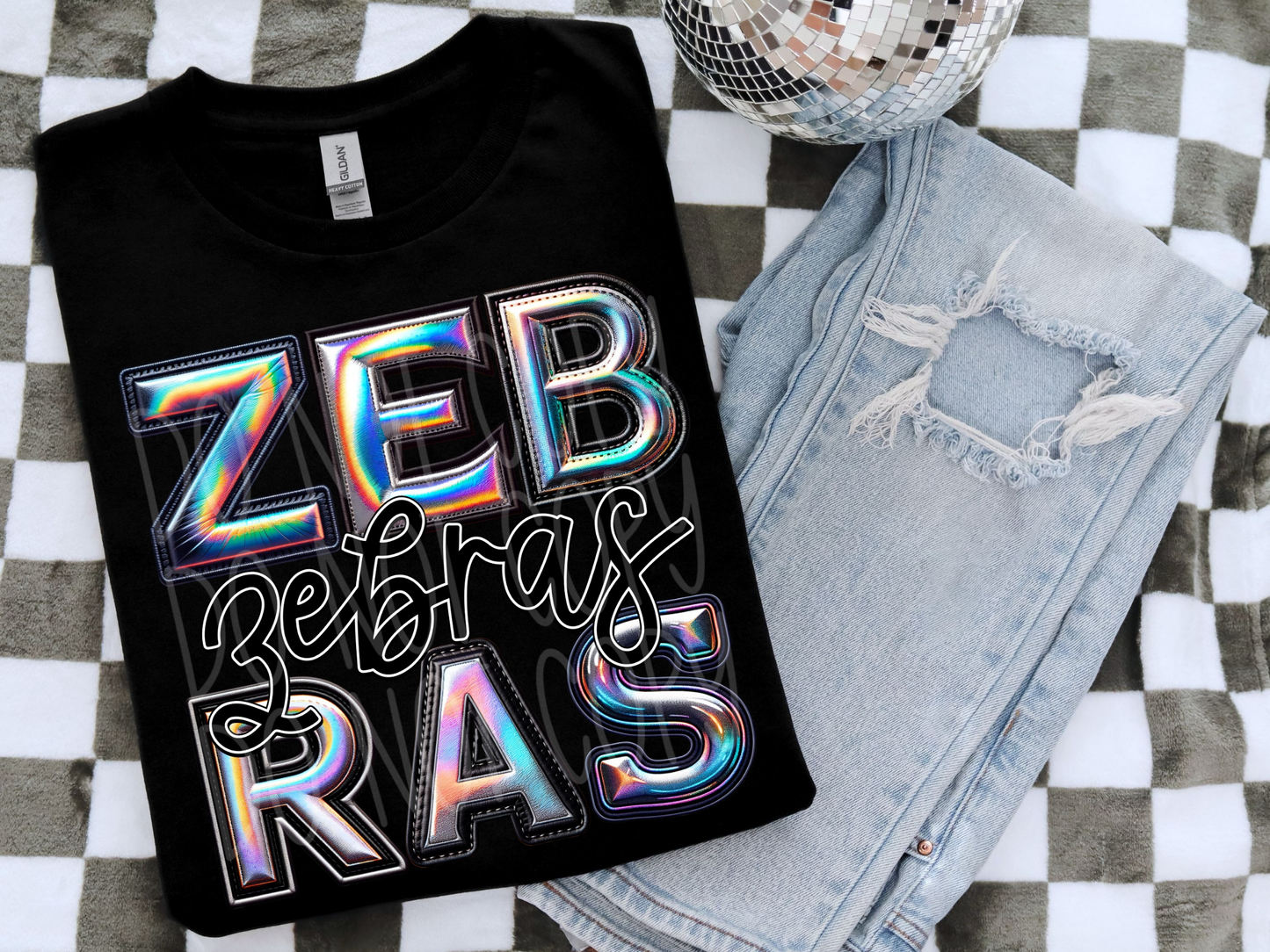 Zebras Holographic School Mascot DTF Transfer - TED1737