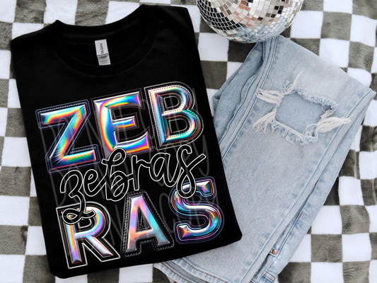 Zebras Holographic School Mascot DTF Transfer - TED1737