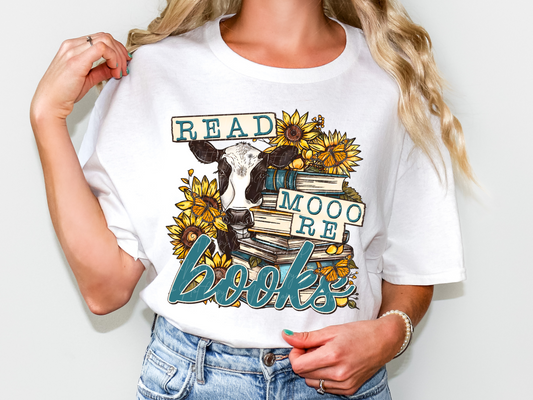 Read Mooo Re Books Sunflowers And Cows DTF Transfer - TED1775