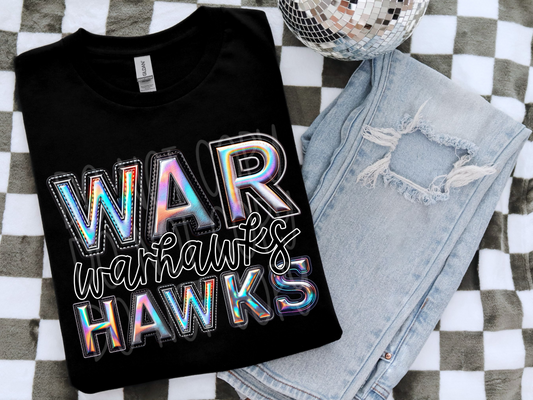 Warhawks Holographic School Mascot DTF Transfer - TED1877