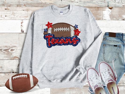 Texans Sparkle Faux Sequin Embroidery Sweatshirt