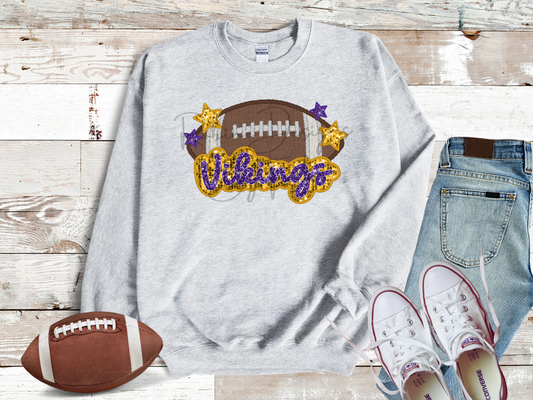 Vikings Sparkle Faux Sequin Embroidery Sweatshirt
