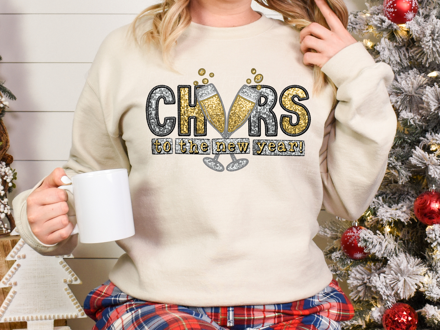 Faux Sequin Cheers To The New Year Gold And Silver Sparkle Sweatshirt