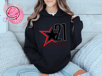 Rockstar 21 Front Design Only Unisex Black Hoodie