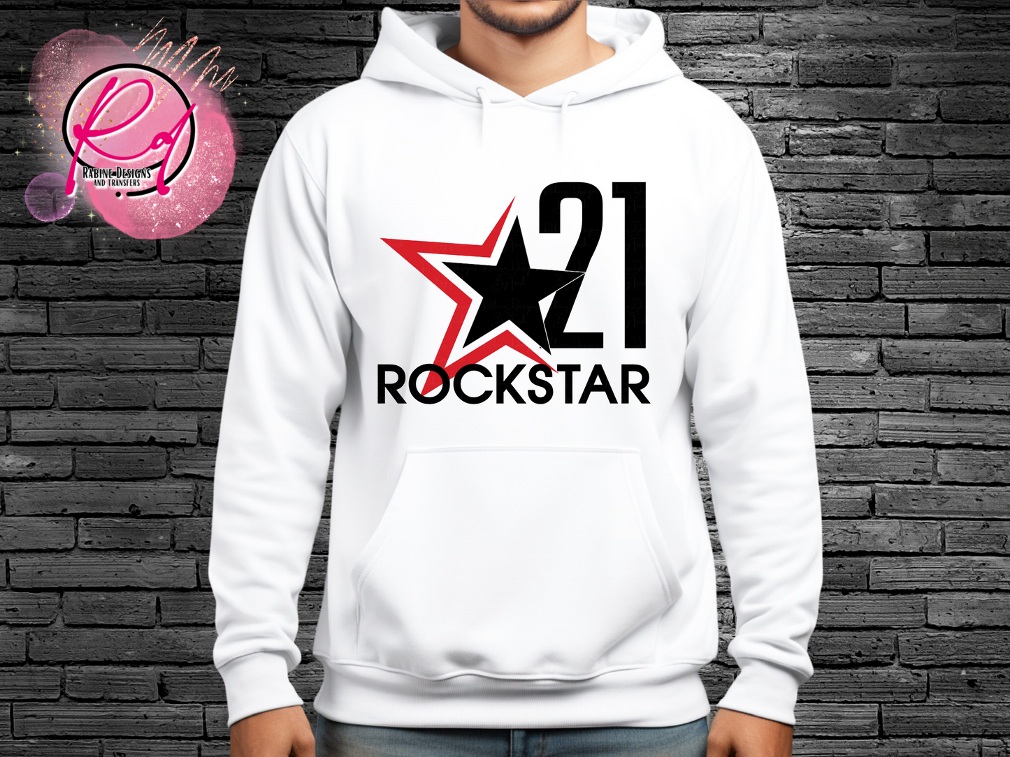 Rockstar 21 Front Design Only Unisex Black Hoodie
