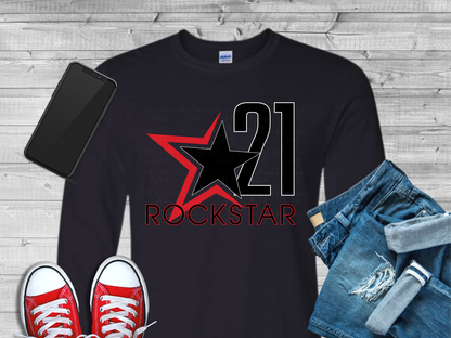 Rockstar 21 Front Design Only Unisex Black Long Sleeve Shirt