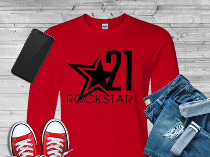 Rockstar 21 Front Design Only Unisex Red Long Sleeve Shirt