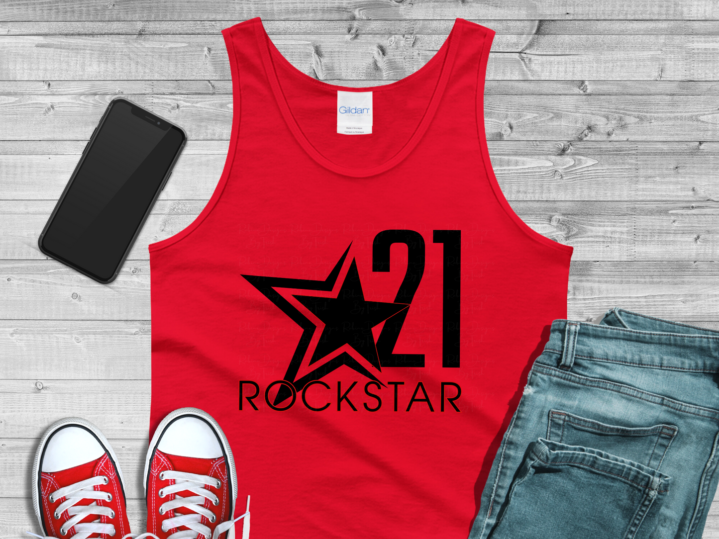 Rockstar 21 Front Design Only Mens Tank Top