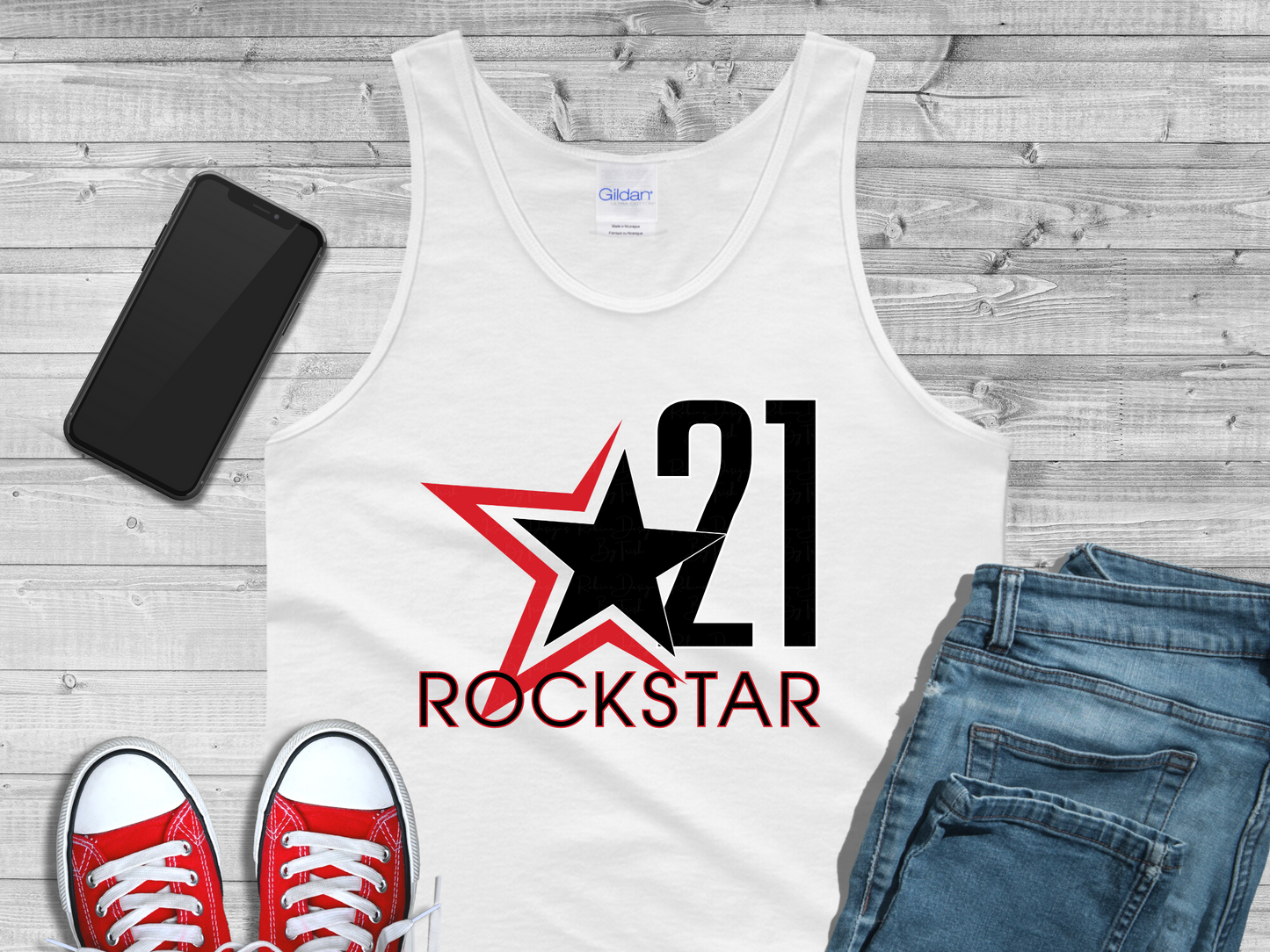 Rockstar 21 Front Design Only Mens Tank Top
