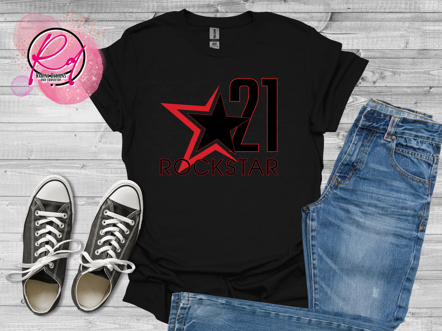Rockstar 21 Front Design Only Unisex Black Short Sleeve Shirt