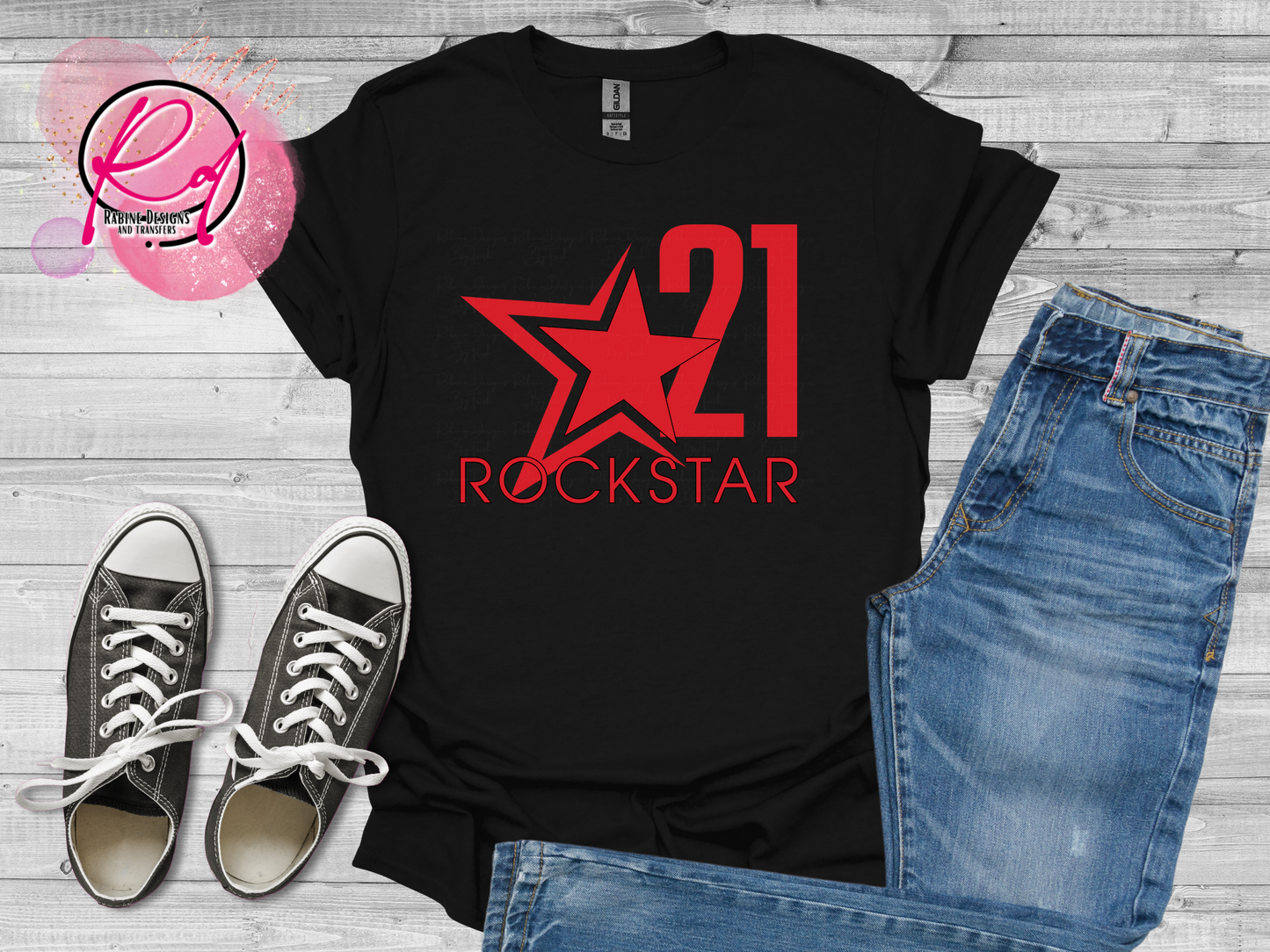 Rockstar 21 Front Design Only Unisex Black Short Sleeve Shirt