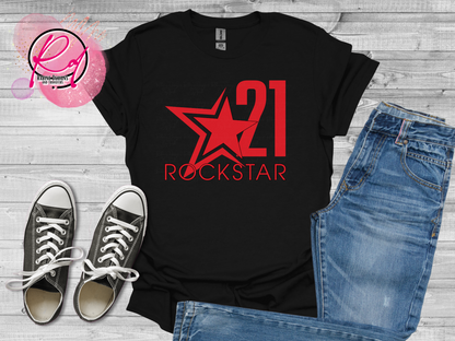 Rockstar 21 Front Design Only Unisex Black Short Sleeve Shirt