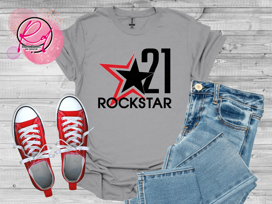 Rockstar 21 Front Design Only Unisex Sports Grey Short Sleeve Shirt