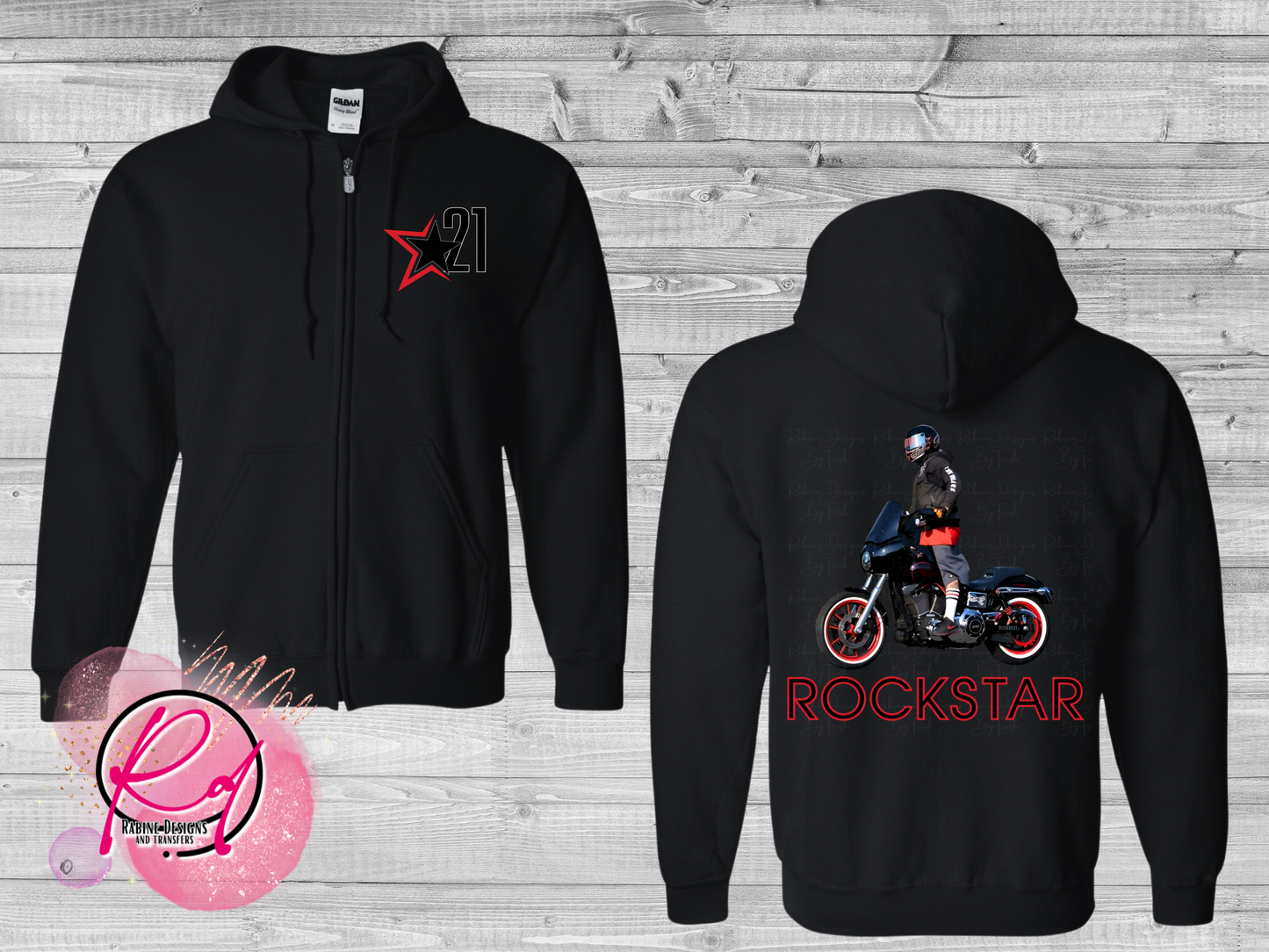 Rockstar 21 Zip-Up Black Unisex Hoodie