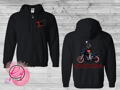 Rockstar 21 Zip-Up Black Unisex Hoodie