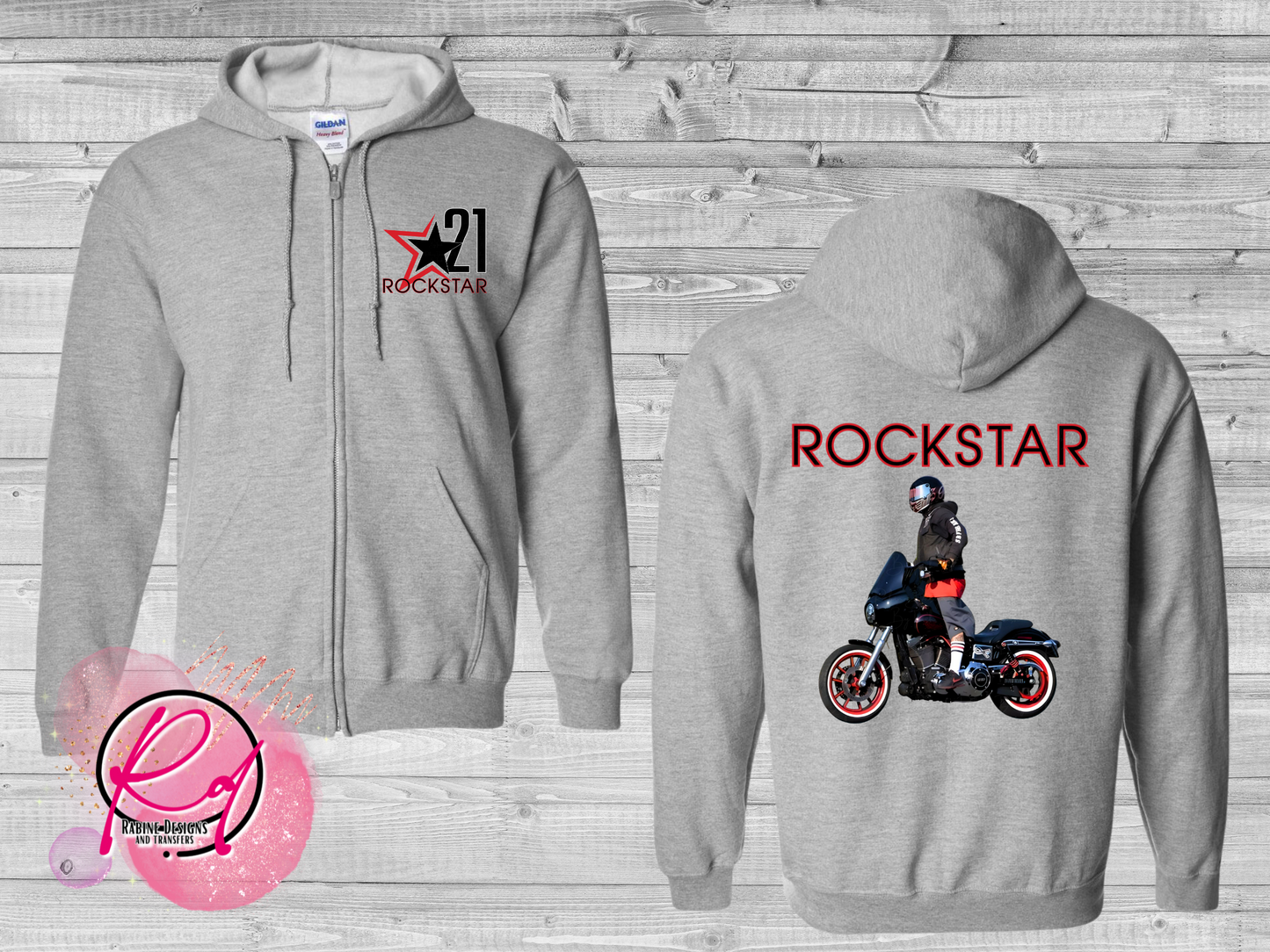 Rockstar 21 Zip-Up Grey Unisex Hoodie