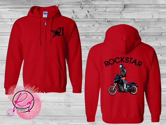 Rockstar 21 Zip-Up Red Unisex Hoodie