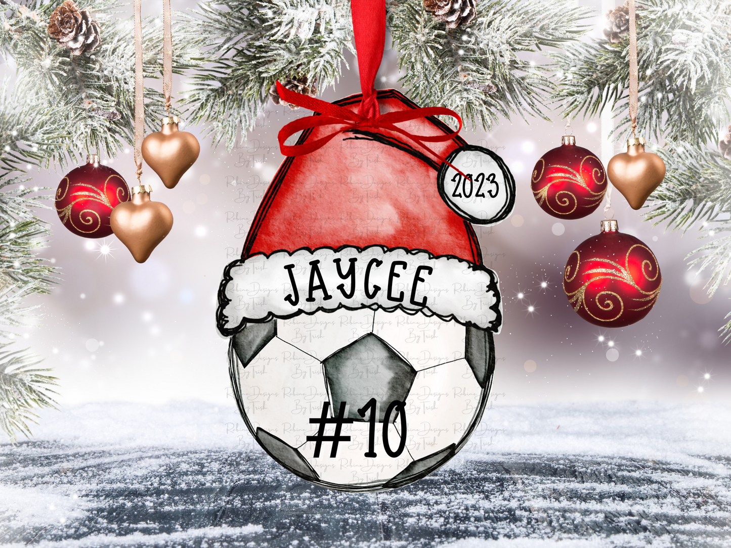 Personalized Santa Hat Sports Ball Ornament
