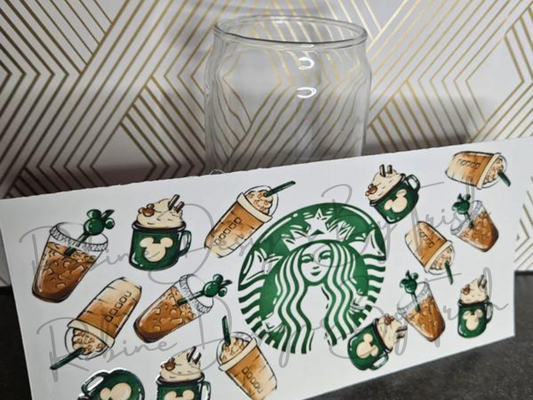 16oz Starbies Mouse Glass Can Cup