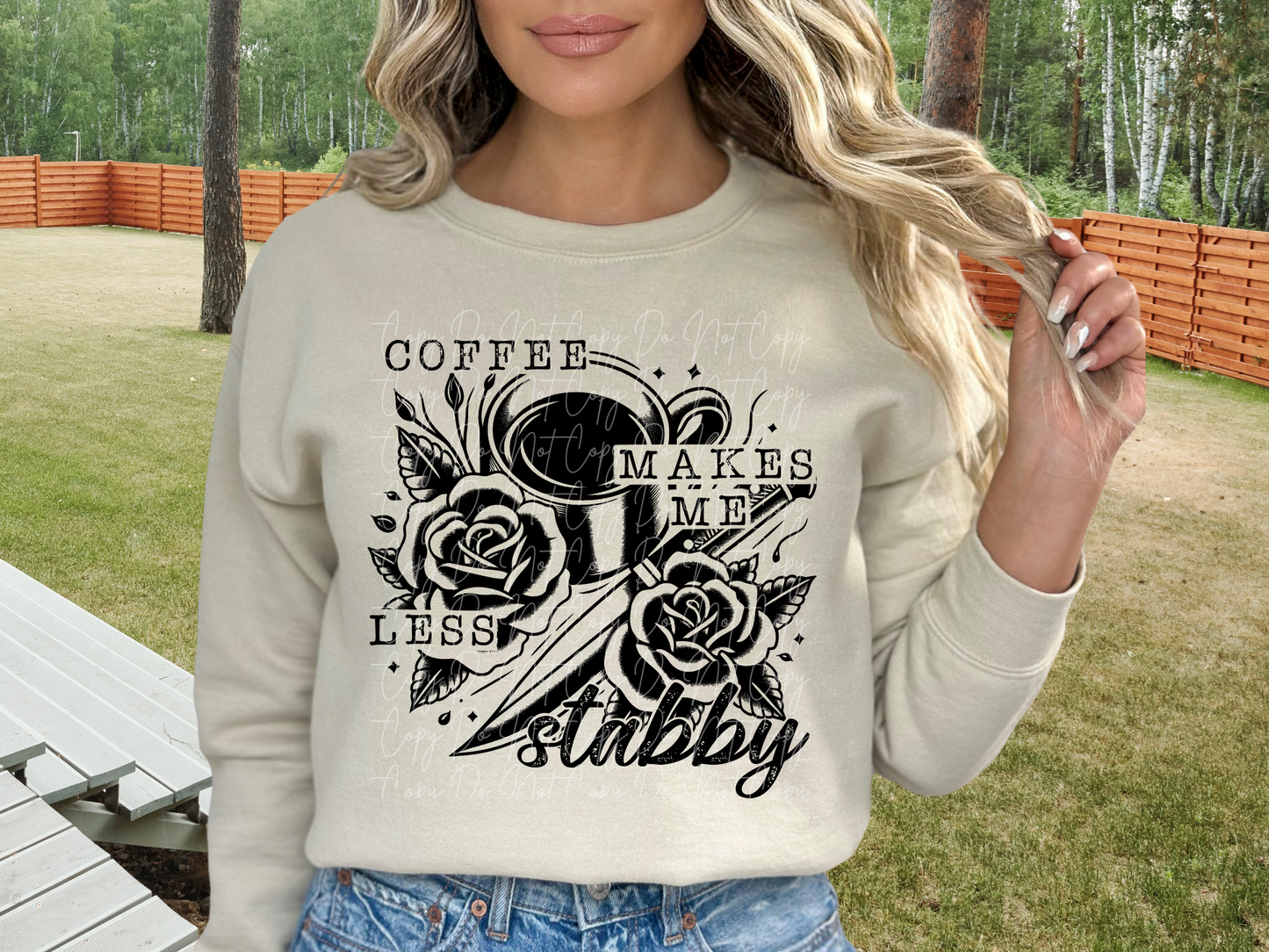 Coffee Makes Me Less Stabby DTF Transfer - TED1219
