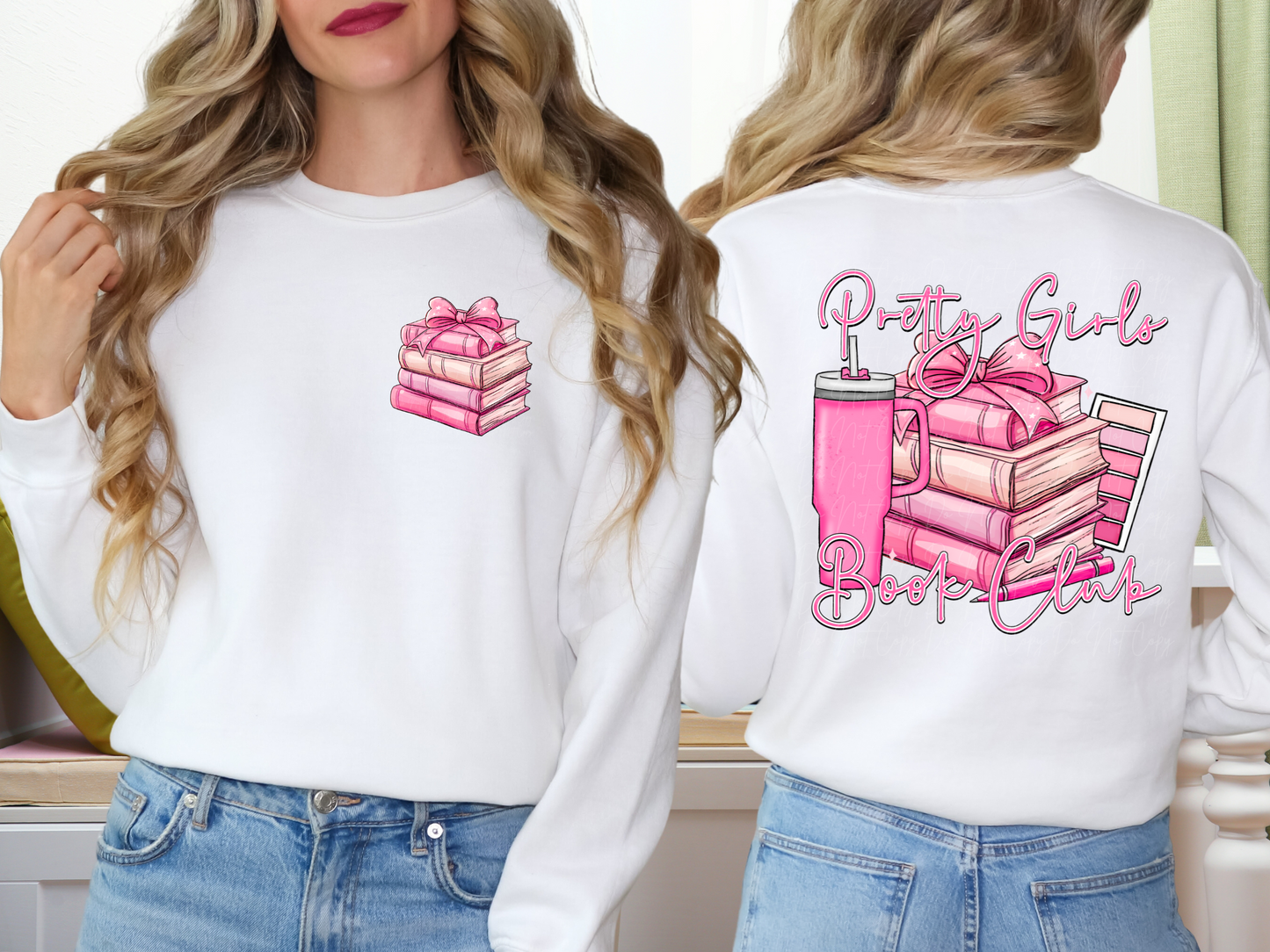 Pretty Girls Pink Book Club Book Lovers DTF Transfer - TED1249