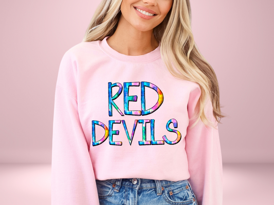 Red Devils School Mascot DTF Transfer - TED1291