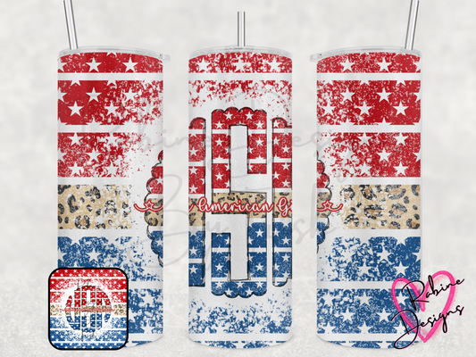 USA Flag Leopard All American Girl Tumbler