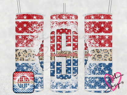 USA Flag Leopard All American Woman Tumbler