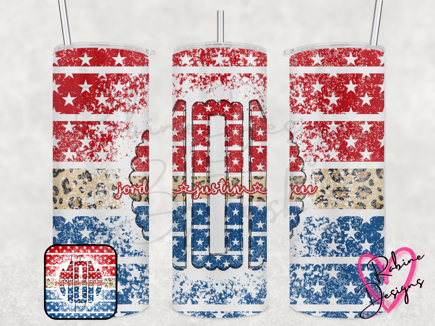 USA Flag Leopard Mom Custom Tumbler
