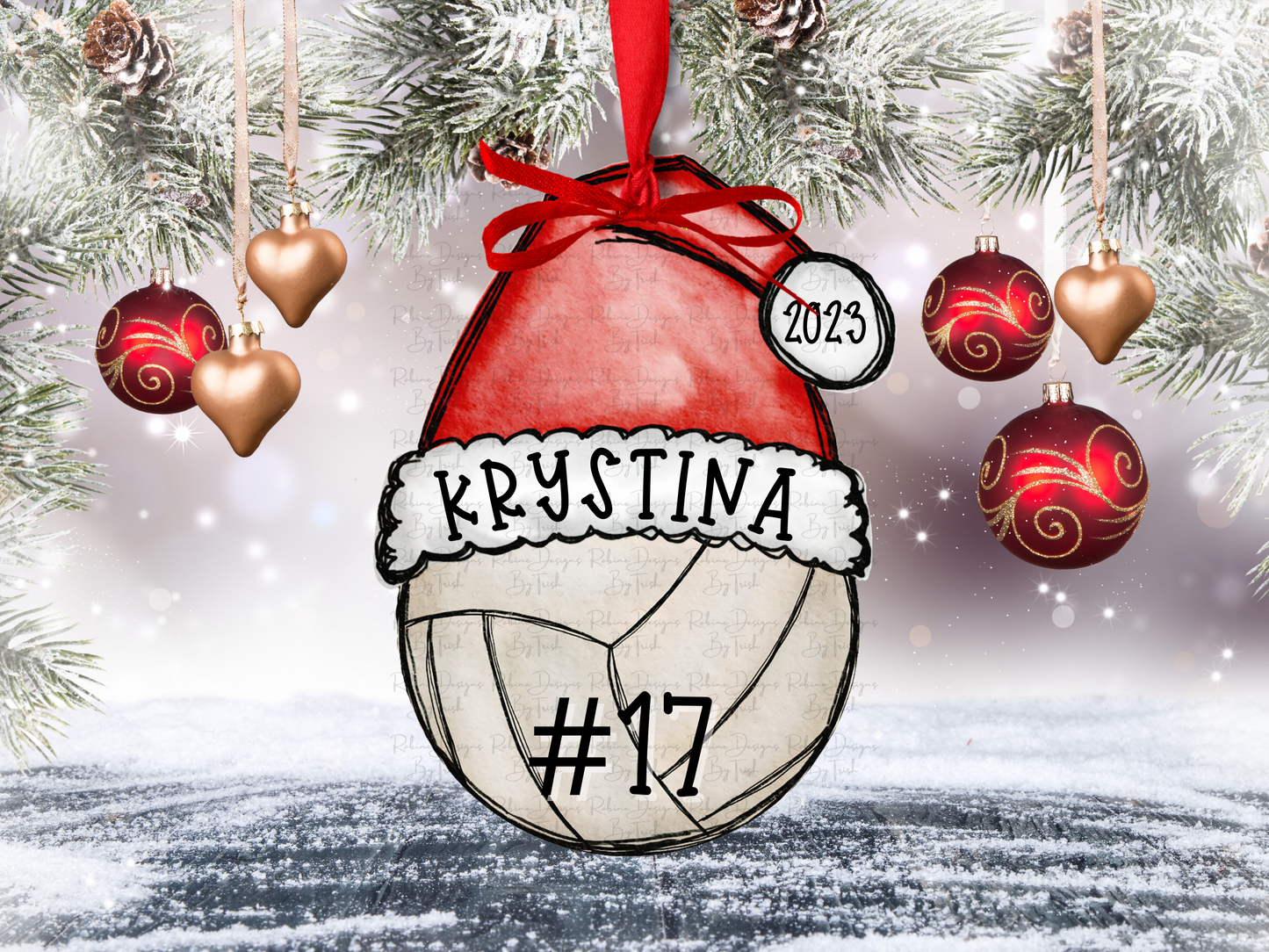 Personalized Santa Hat Sports Ball Ornament