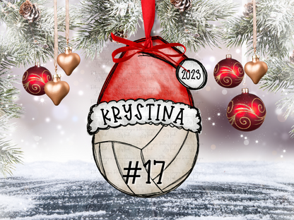 Personalized Santa Hat Sports Ball Ornament