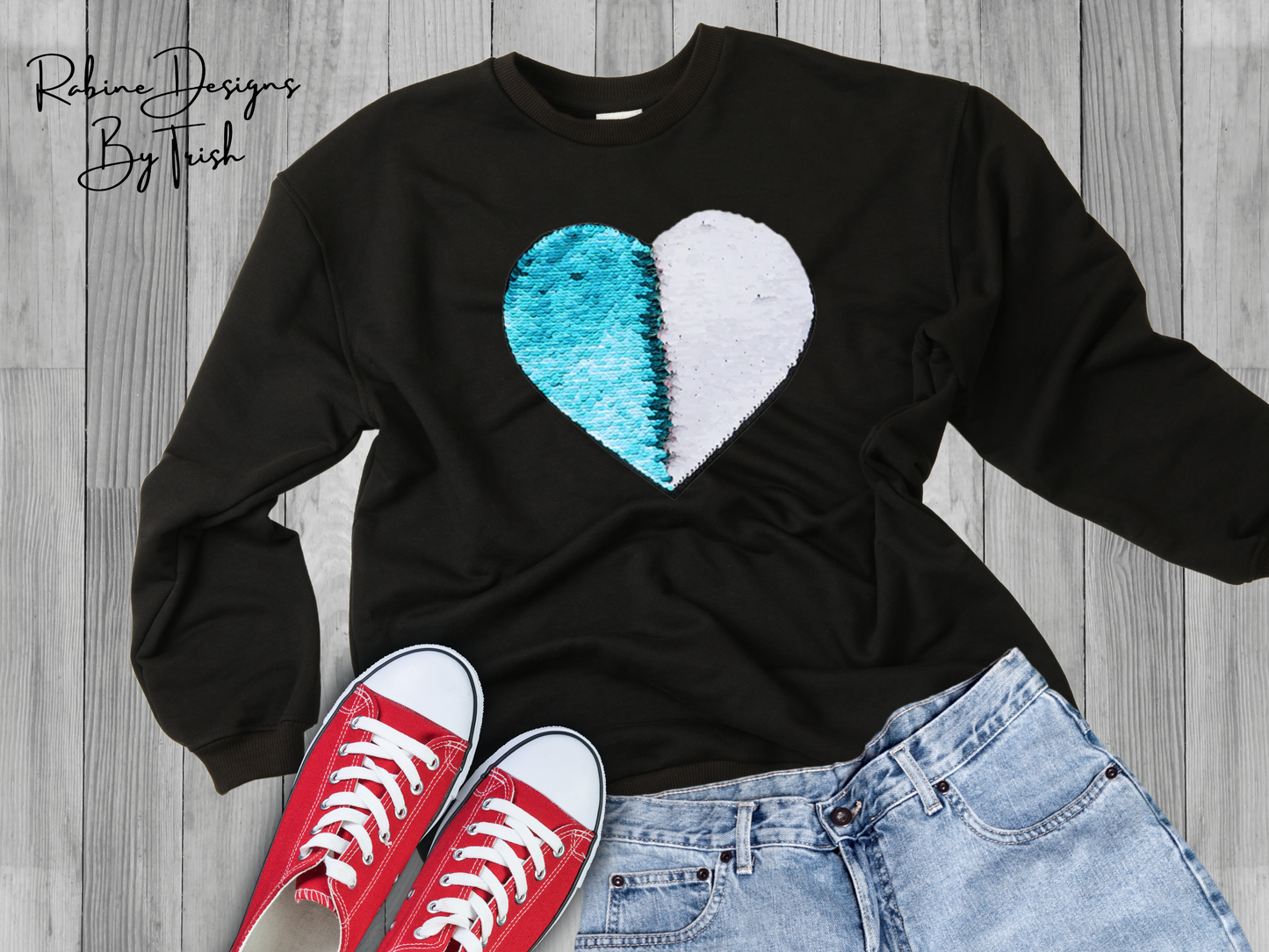 Custom Heart Shaped Sequin With Picture Shirt