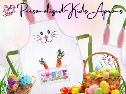 Custom Name Easter Bunny Kids Aprons