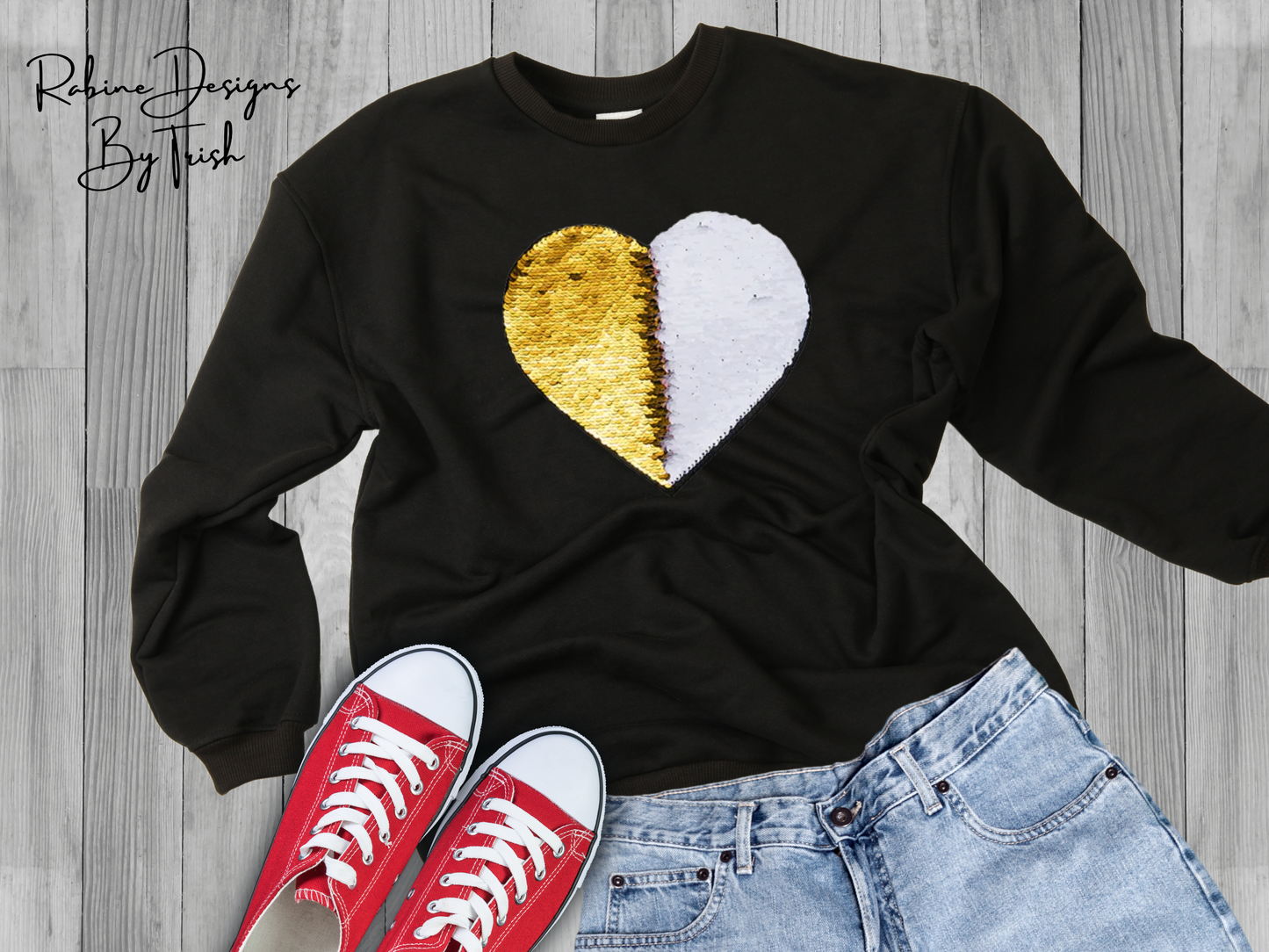 Custom Heart Shaped Sequin With Picture Shirt