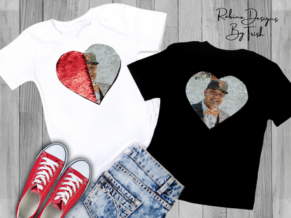 Custom Heart Shaped Sequin With Picture Shirt